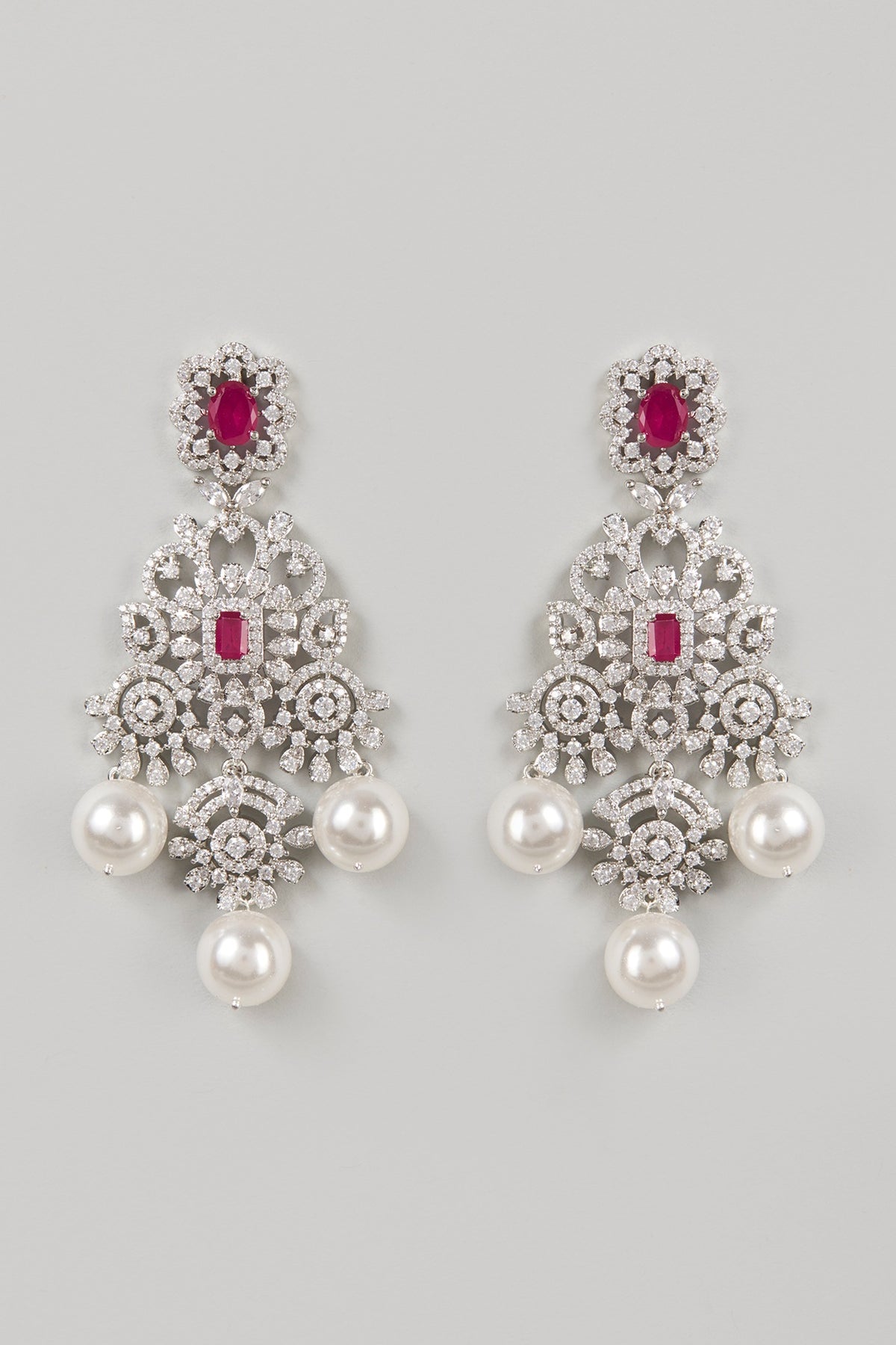 White Finish Pearl Dangler Earrings