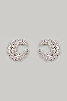 White Finish Zircon Hoop Earrings