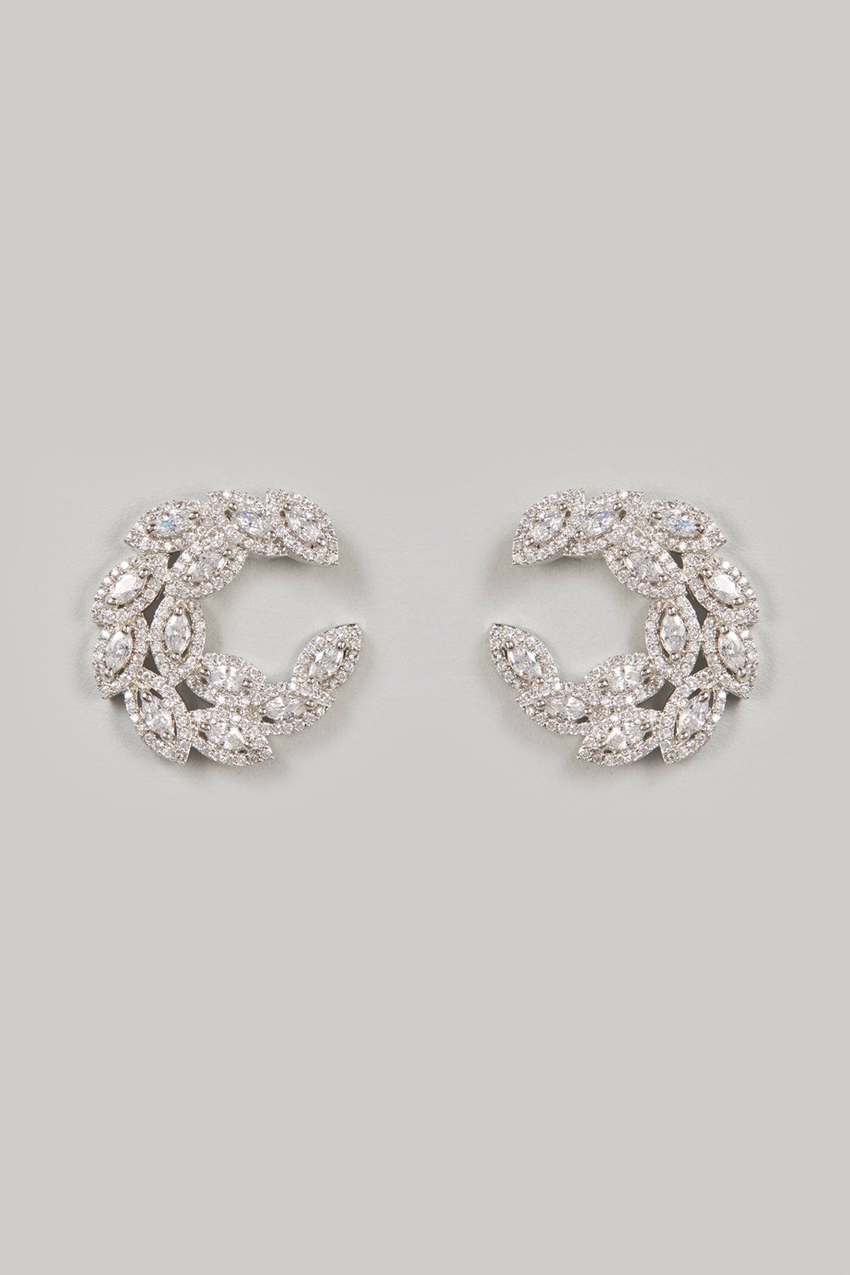 White Finish Zircon Hoop Earrings