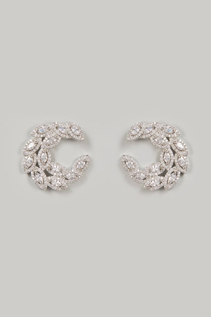 White Finish Zircon Hoop Earrings