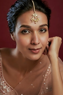 Gold Finish Kundan Polki Maangtikka
