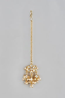 Gold Finish Kundan Polki Maangtikka