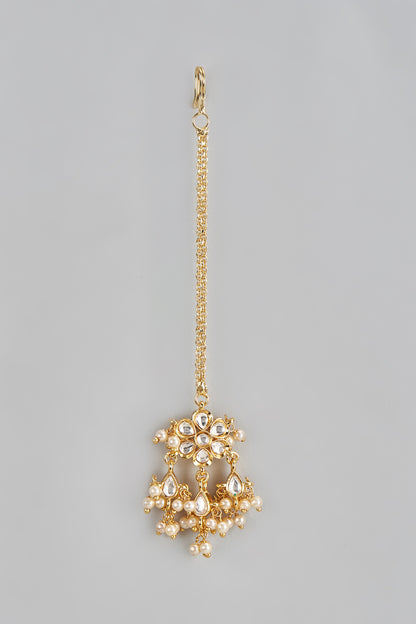 Gold Finish Kundan Polki Maangtikka