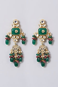 Gold Finish Emerald Dangler Earrings