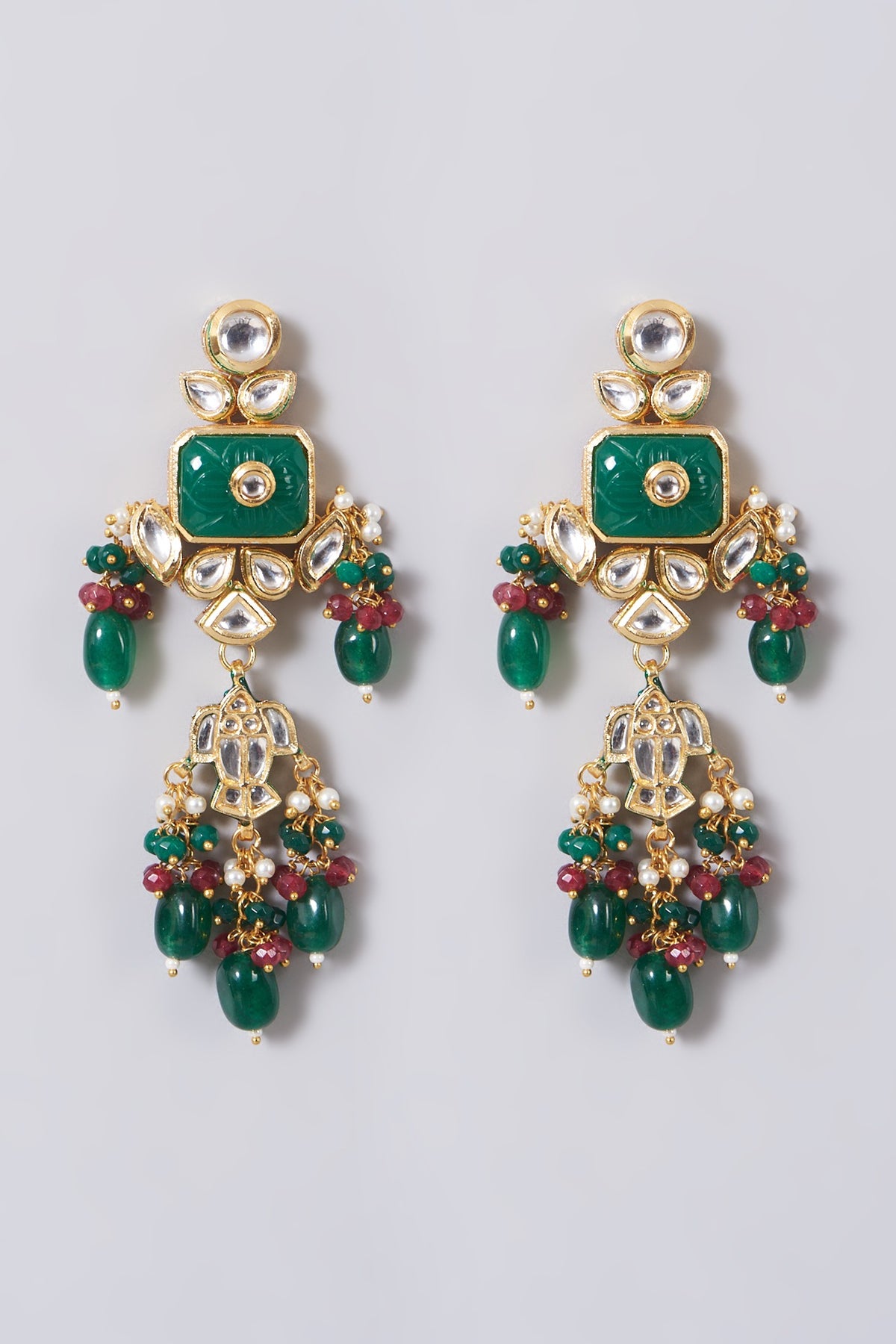 Gold Finish Emerald Dangler Earrings