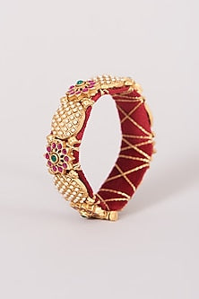 Gold Finish Baby Pearl Temple Bangles (Set of 2)