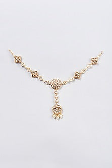 Gold Finish Kundan Polki Tri-Star Mathapatti