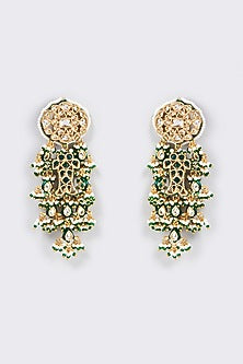 Gold Finish Kundan Polki Dangler Earrings