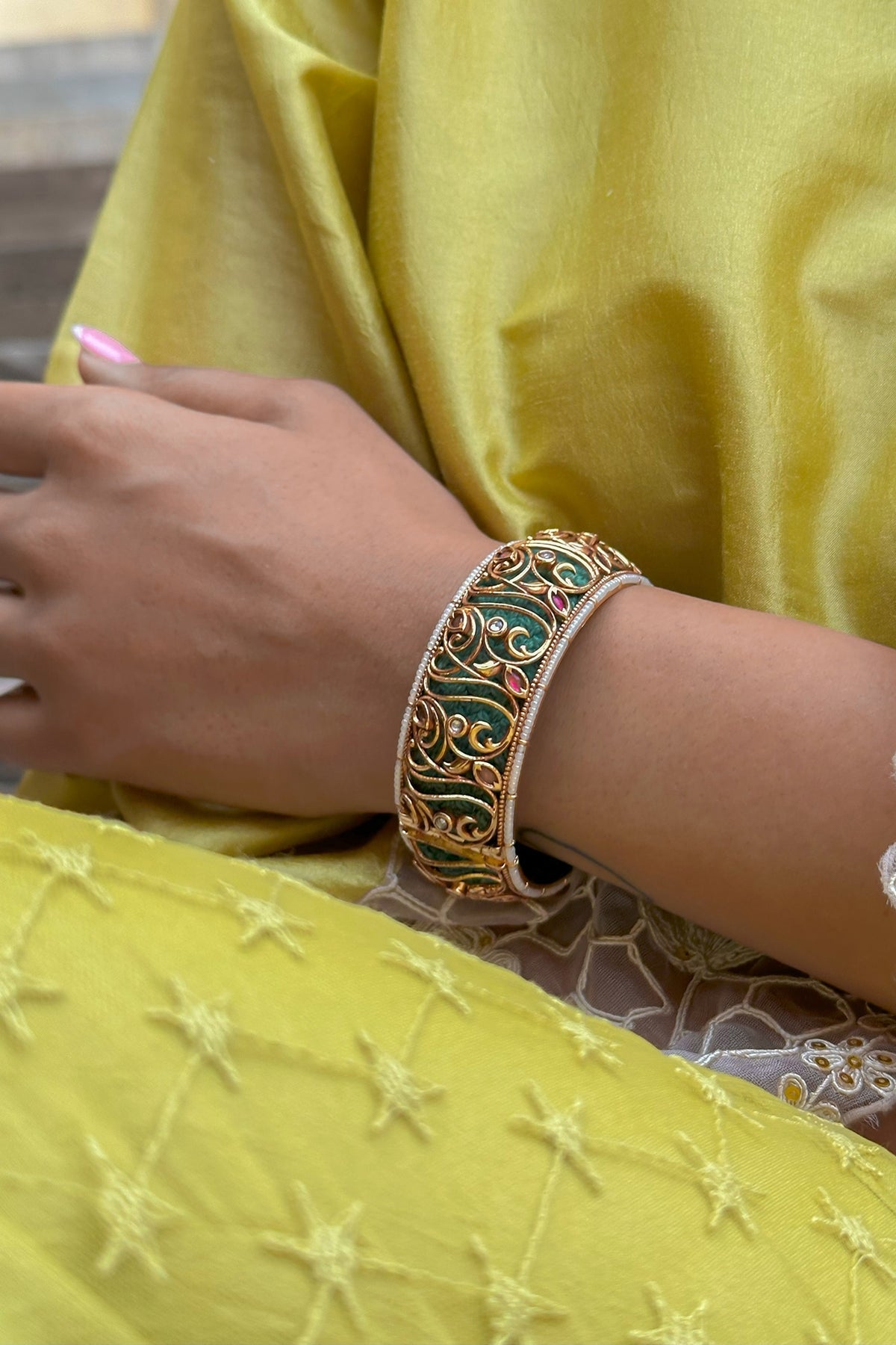 Gold Finish Filigree Work Bangle