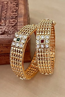 Gold Finish Meshwork Bangles (Set Of 2)