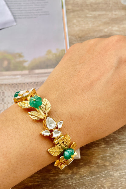 Gold Finish Leaf Motif Bracelet