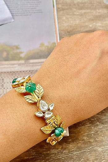 Gold Finish Leaf Motif Bracelet