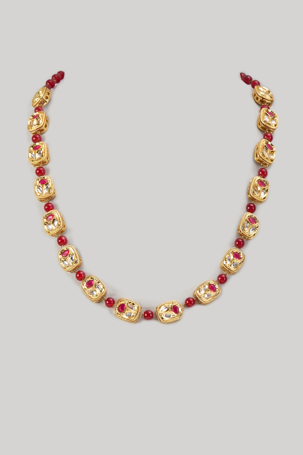 Red Kundan & Pearl Mala