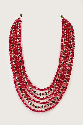 Red Kundan & Pearl Mala