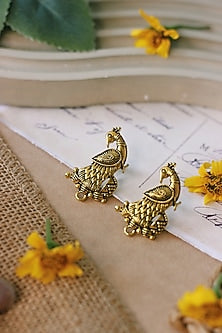 Gold Peacock Stud Earrings
