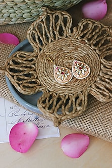 Coral Meenakari Dangler Earrings