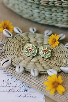 Green Meenakari Stud Earrings