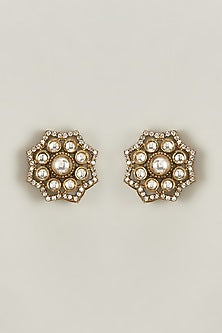 Diamonds & Kundan Polki Floral Stud Earring