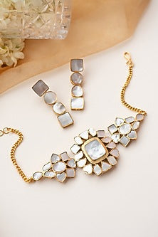 White Mother Of Pearl Choker Necklace Set