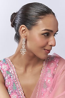 Rose Gold Finish Diamond Cluster Dangler Earrings