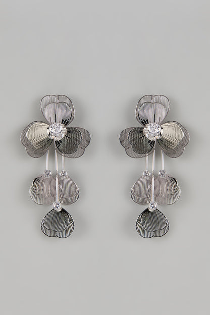 Silver Finish Layered Dangler Earrings