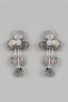 Silver Finish Layered Dangler Earrings