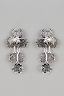 Silver Finish Layered Dangler Earrings