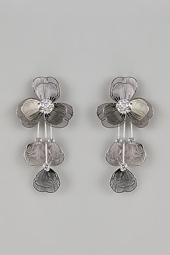 Silver Finish Layered Dangler Earrings