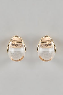 Gold Finish Pearl Dangler Earrings
