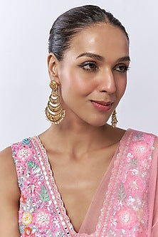 Gold Finish Pearl Layered Chandbali Earrings