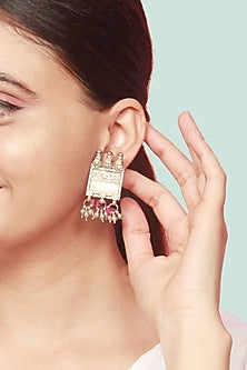 Silver Finish Stud Earrings In Sterling Silver