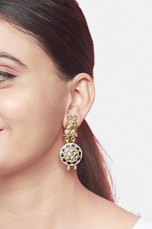 Silver Finish Gem Stone Dangler Earrings In Sterling Silver