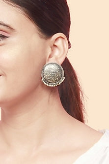Silver Finish Stud Earrings In Sterling Silver