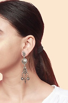 Silver Finish Dangler Earrings In Sterling Silver