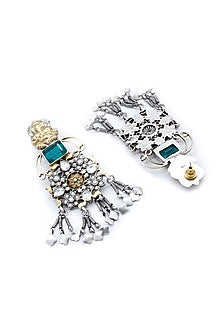 Silver Finish Emerald Dangler Earrings In Sterling Silver