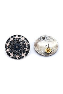 Silver Finish Pink Opal Stud Earrings In Sterling Silver