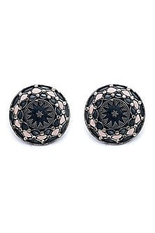 Silver Finish Pink Opal Stud Earrings In Sterling Silver