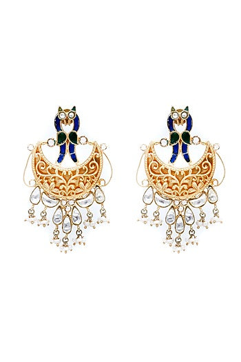 Two-Tone Finish Pearl Dangler Earrings In Sterling Silver