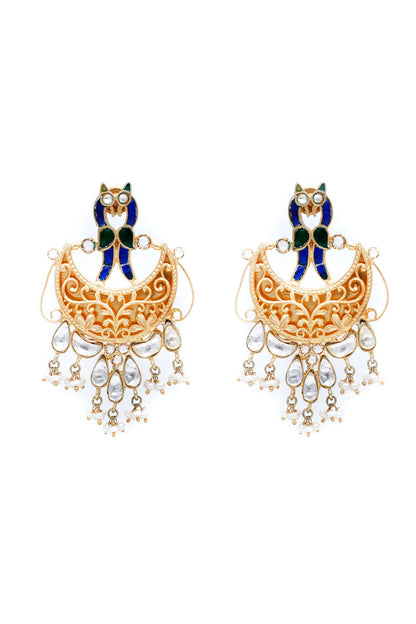 Two-Tone Finish Pearl Dangler Earrings In Sterling Silver