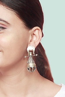 Silver Finish Dangler Earrings In Sterling Silver