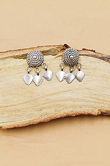 Oxidized Silver Finish Handcrafted Dangler Earrings In Sterling Silver
