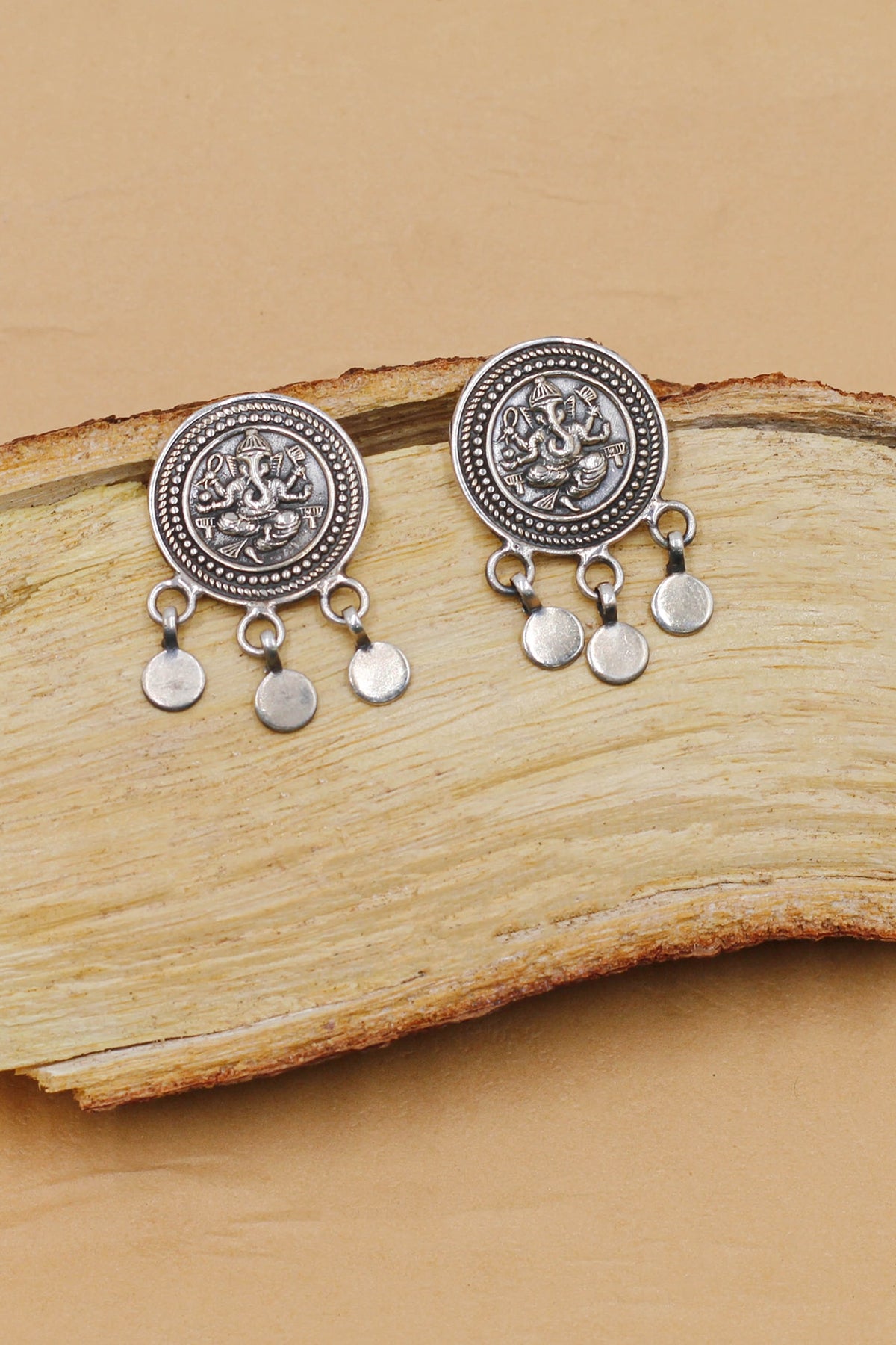 Oxidized Silver Finish Handcrafted Dangler Earrings In Sterling Silver