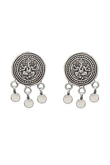 Oxidized Silver Finish Handcrafted Dangler Earrings In Sterling Silver
