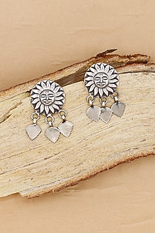 Oxidized Silver Finish Handcrafted Dangler Earrings In Sterling Silver