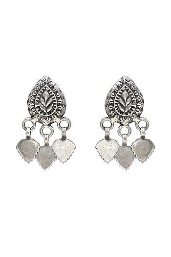 Oxidized Silver Finish Handcrafted Dangler Earrings In Sterling Silver