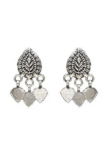 Oxidized Silver Finish Handcrafted Dangler Earrings In Sterling Silver