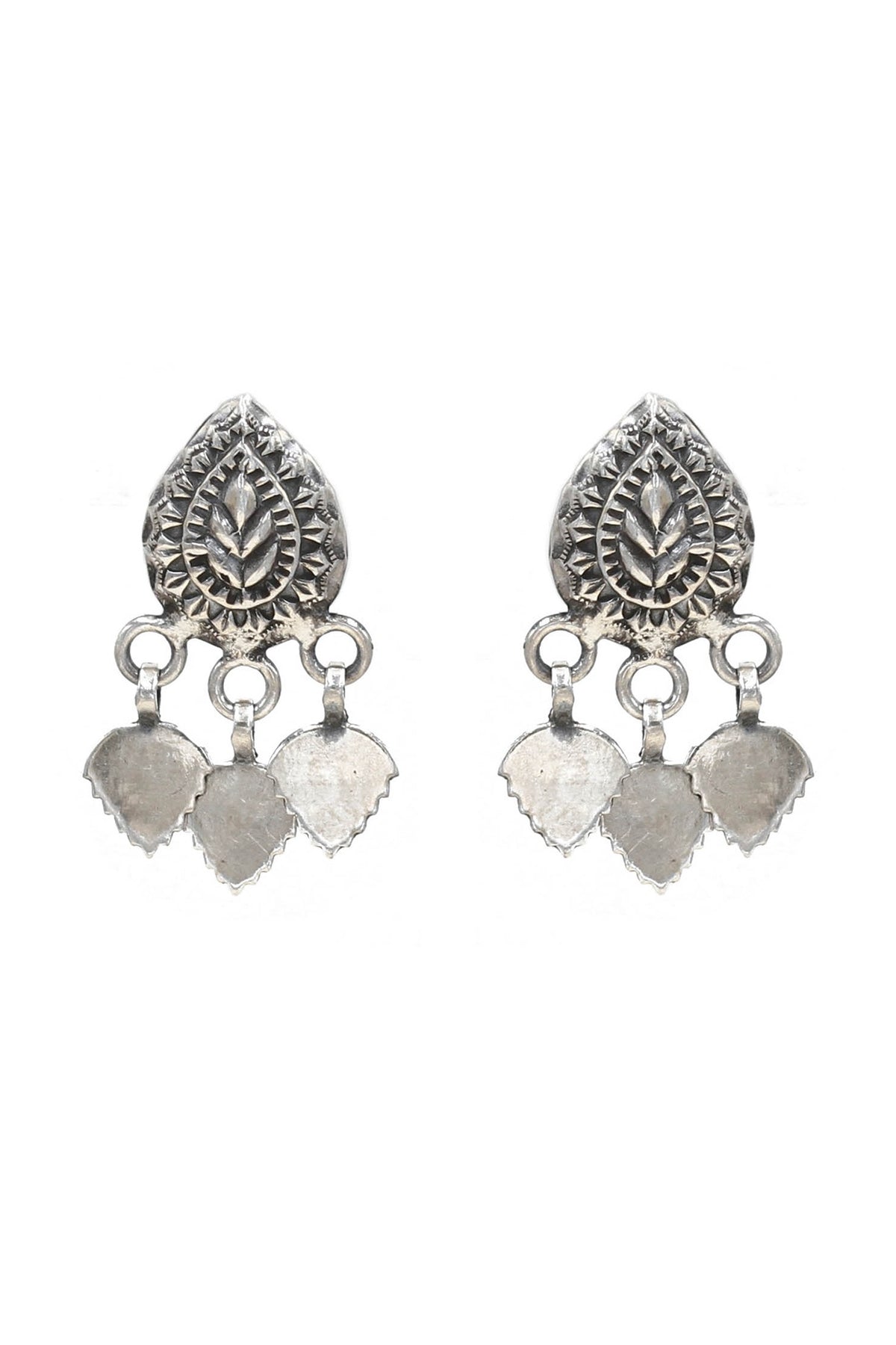 Oxidized Silver Finish Handcrafted Dangler Earrings In Sterling Silver