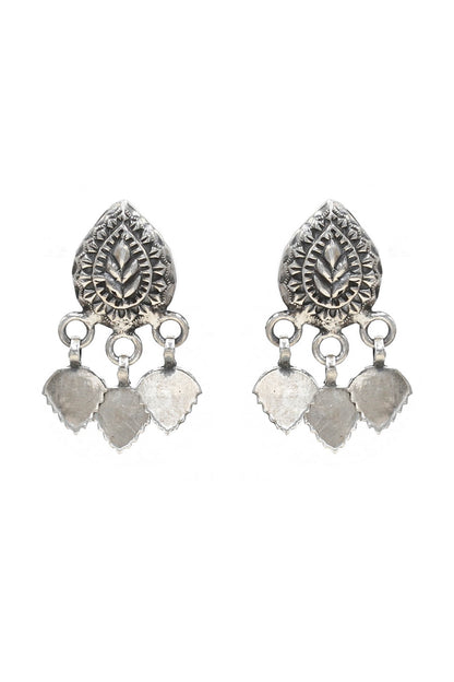 Oxidized Silver Finish Handcrafted Dangler Earrings In Sterling Silver
