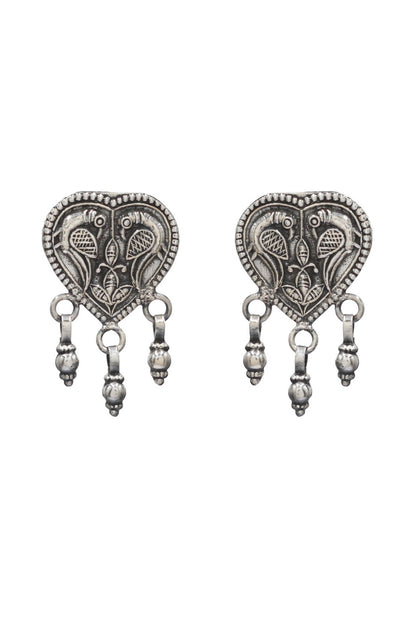 Oxidized Silver Finish Handcrafted Dangler Earrings In Sterling Silver