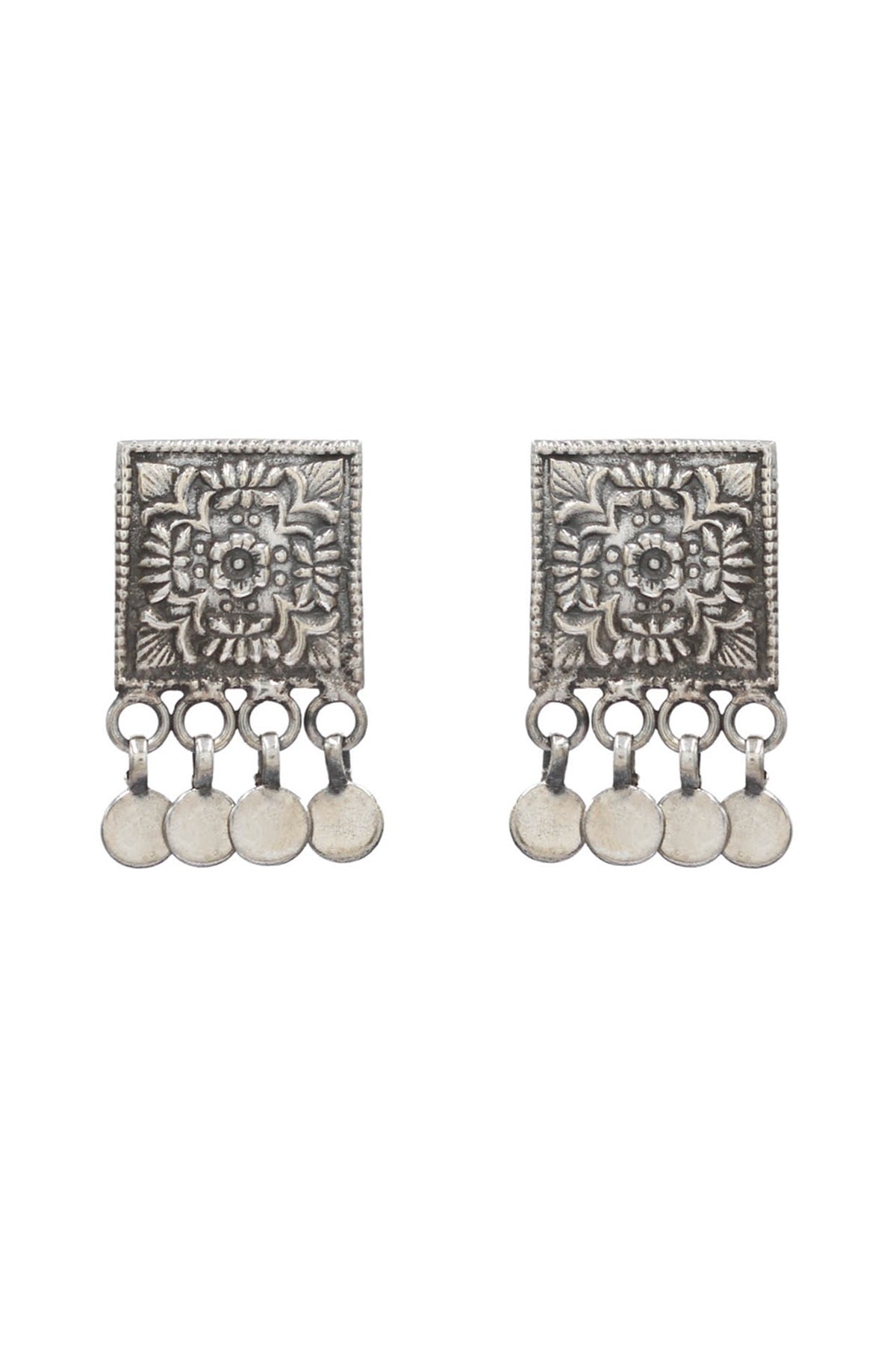 Oxidized Silver Finish Handcrafted Dangler Earrings In Sterling Silver